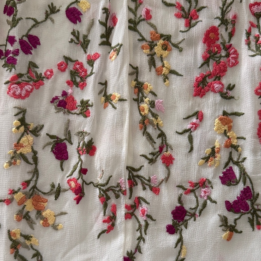 Anthropologie Floreat Floral Embroidered Smocked Mock Neck sz XS NWT - Picture 3 of 12